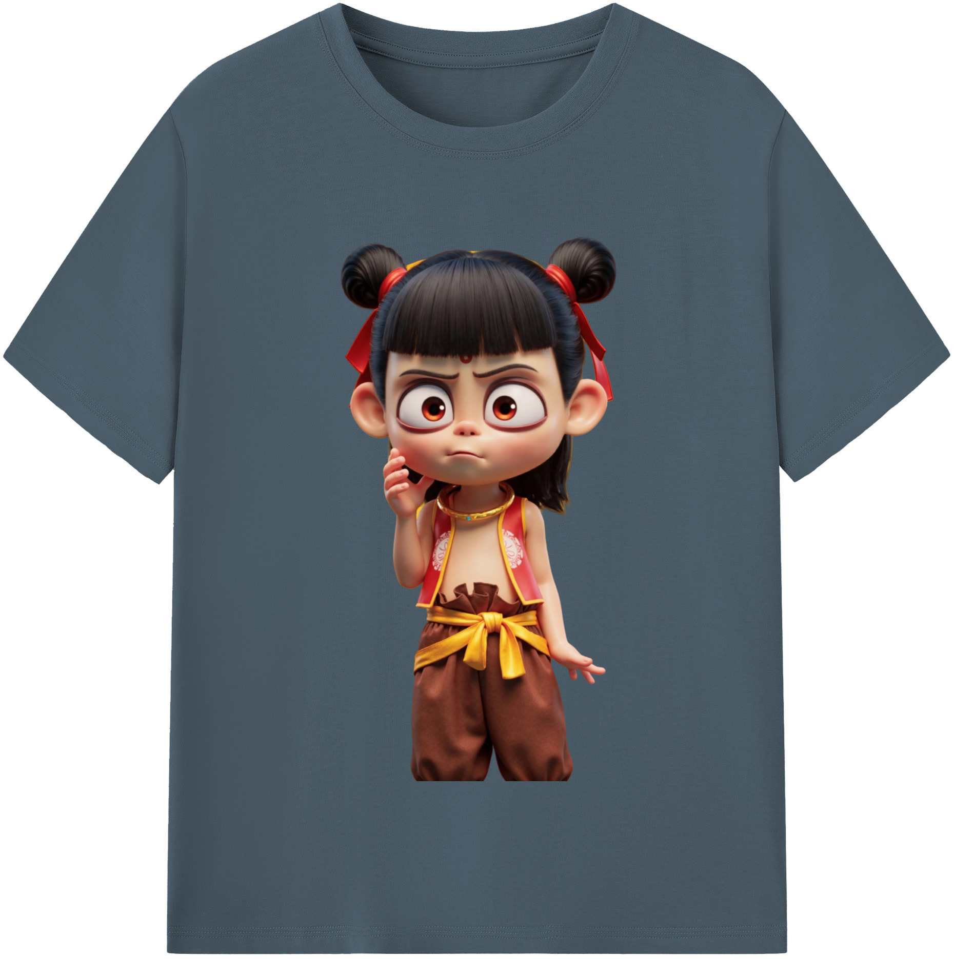 （画像用） Ne Zha 2 ナタ 魔童の大暴れ 綿100％半袖Tシャツ（フロントプリント）